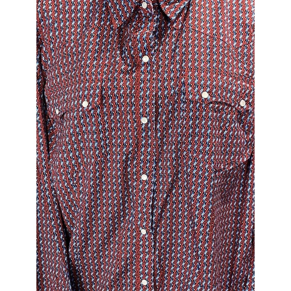 Roper Women's Red & Blue Print Long Sleeve Pearl Snap Western Shirt 2 XL rodeo - Picture 2 of 10